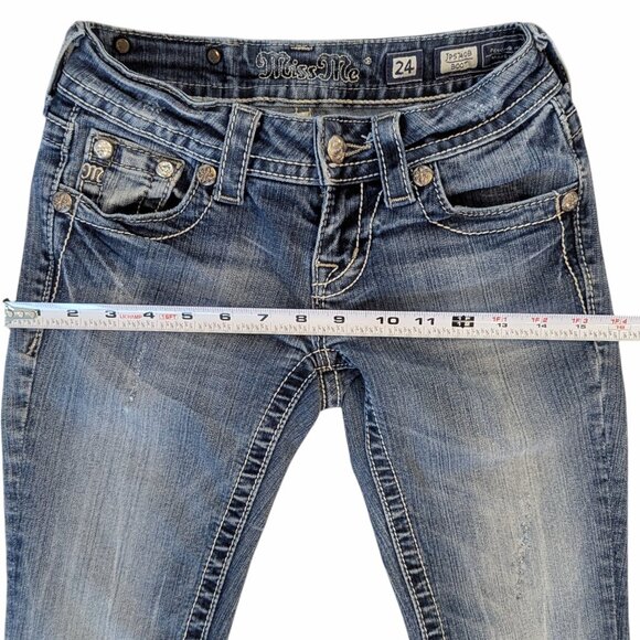 Miss Me Size 24 Tall Long Bootcut Jeans Embellished Pockets Style# JP5740B - Picture 6 of 9